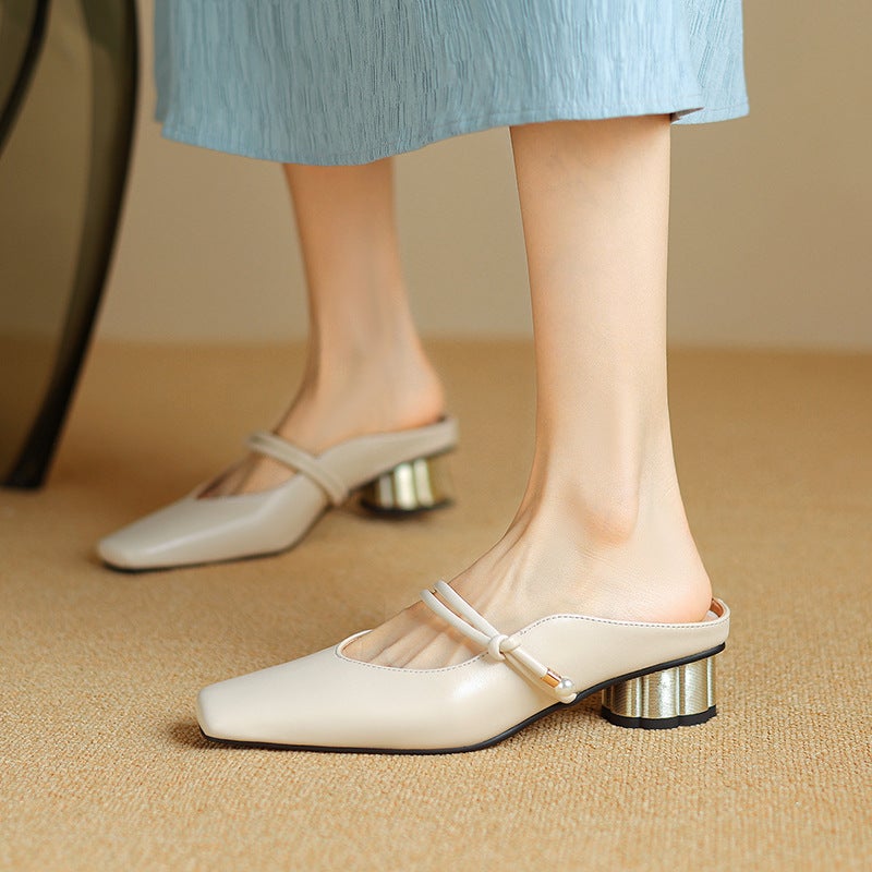 Supply 2024 Comfortable Mid-Heel Outdoor Slippers 32-43 Size Size Set Foot Empty Women'S Shoes - Image 2