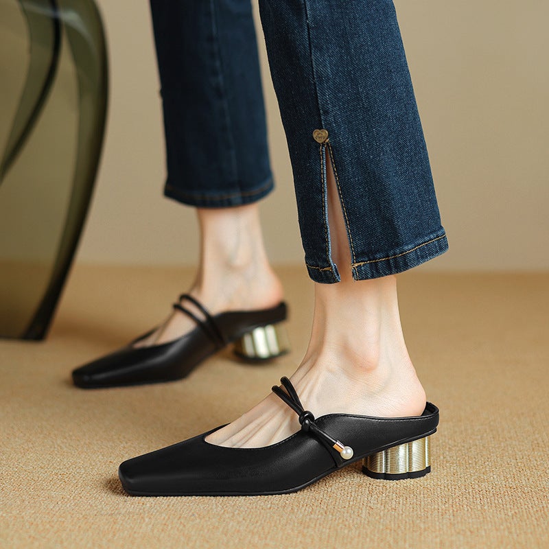 Supply 2024 Comfortable Mid-Heel Outdoor Slippers 32-43 Size Size Set Foot Empty Women'S Shoes - Image 4