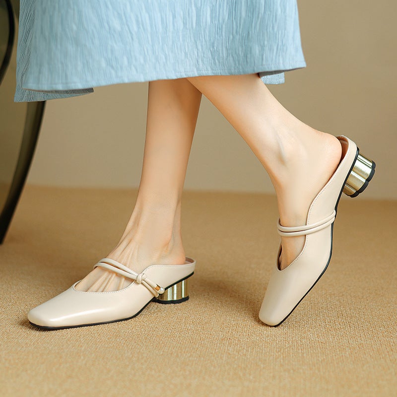 Supply 2024 Comfortable Mid-Heel Outdoor Slippers 32-43 Size Size Set Foot Empty Women'S Shoes - Image 5