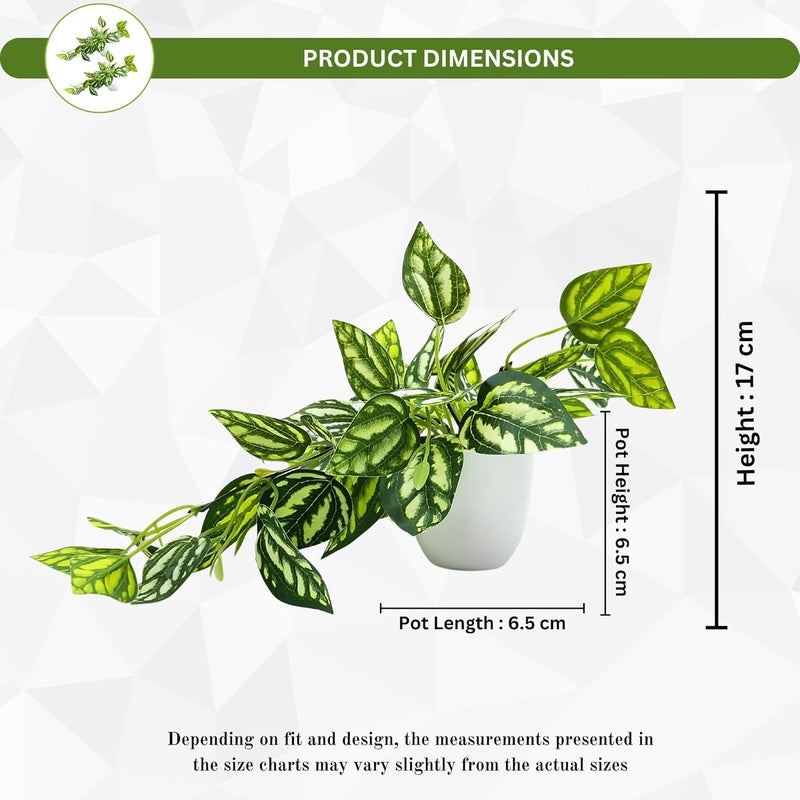 fancymart Plastic Artificial Plant Leaves Falling in Pot, Home and Office Decor Item for Desk & Wall Shelves, Green - Image 4