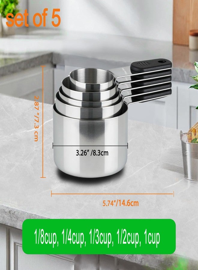 DOTINGHUX Magnetic Handles 5 Piece Stainless Steel Measuring Cups, Black, Kitchen Gadgets for Measure Liquid and Dry Ingredients, Cooking & Baking - Image 3