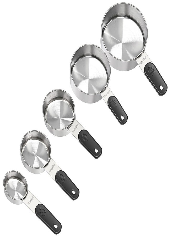 DOTINGHUX Magnetic Handles 5 Piece Stainless Steel Measuring Cups, Black, Kitchen Gadgets for Measure Liquid and Dry Ingredients, Cooking & Baking - Image 4