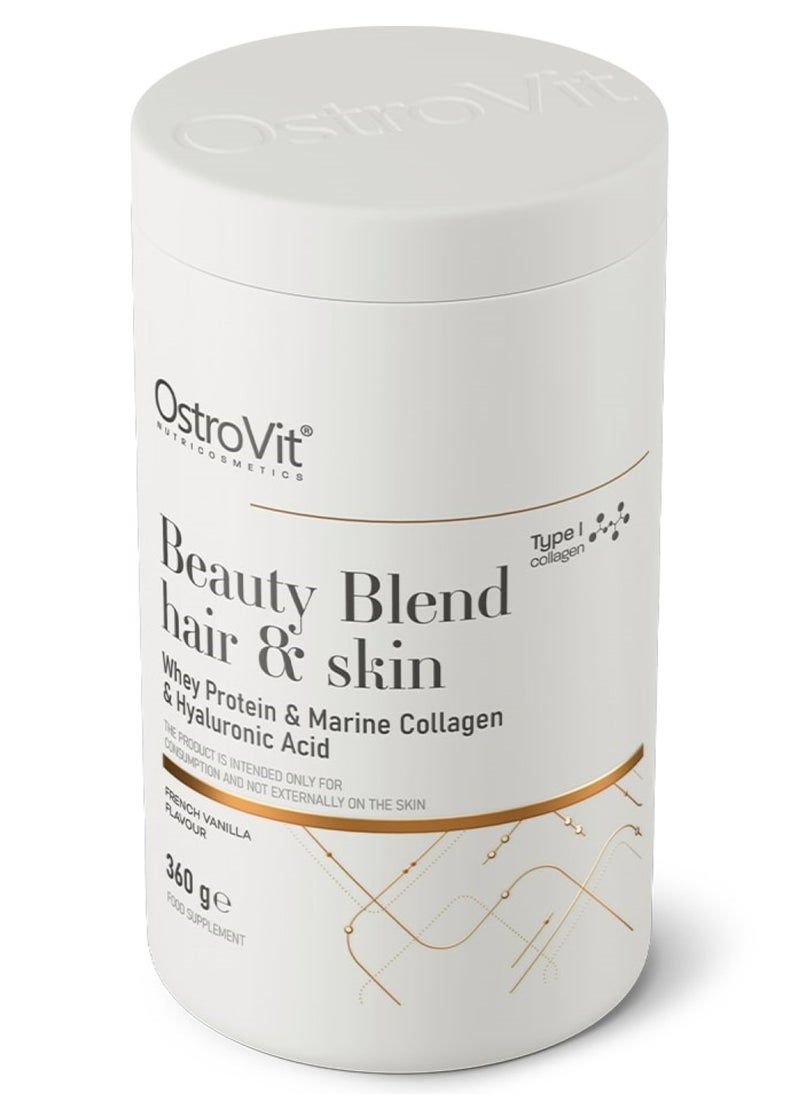 OstroVit Beauty Blend Hair & Skin & Whey protein & Marine collagen & Hyaluronic acid, 360 Grams, French Vanilla  - Image 3