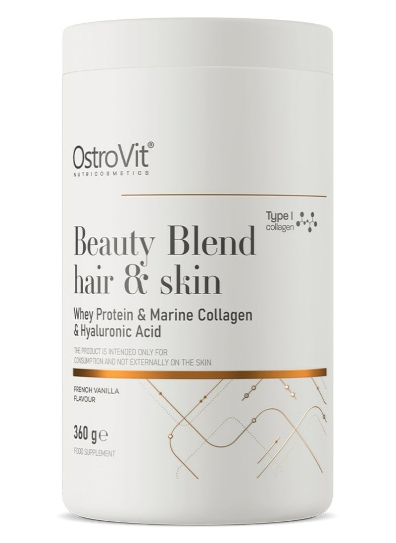 OstroVit Beauty Blend Hair & Skin & Whey protein & Marine collagen & Hyaluronic acid, 360 Grams, French Vanilla  - Image 1