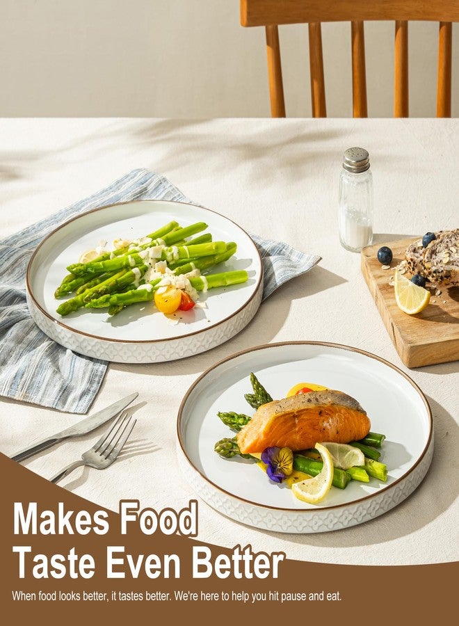 Dafuceramic Dinner Salad Plates Set of 4, 10 Inch Salad Plates with Embossments, Dessert, Salad, Appetizer, Dinner Plate, Microwave, Dishwasher Safe,Scratch Resistant - Image 3