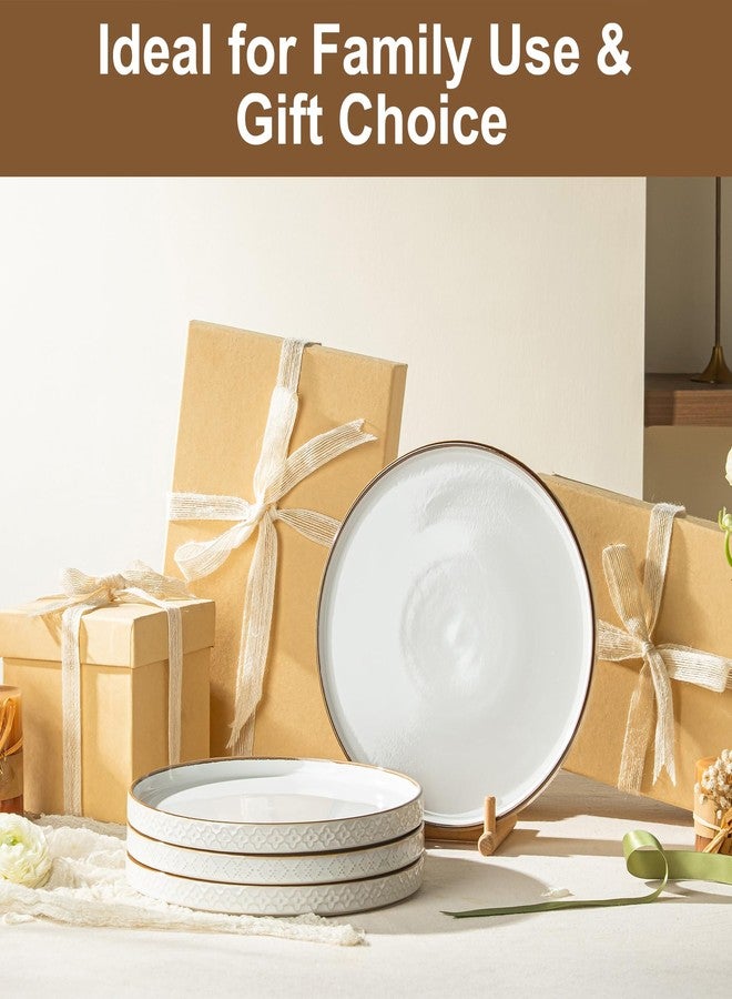 Dafuceramic Dinner Salad Plates Set of 4, 10 Inch Salad Plates with Embossments, Dessert, Salad, Appetizer, Dinner Plate, Microwave, Dishwasher Safe,Scratch Resistant - Image 5