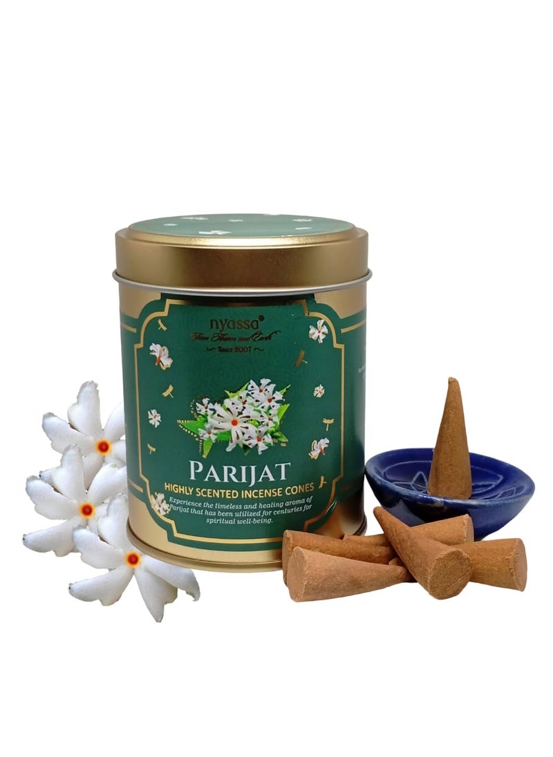 Nyassa Nyassa Parijat Highly Scented Incense Cone in Tin Box (Approx. 40 Cones) 100gm  - Image 1