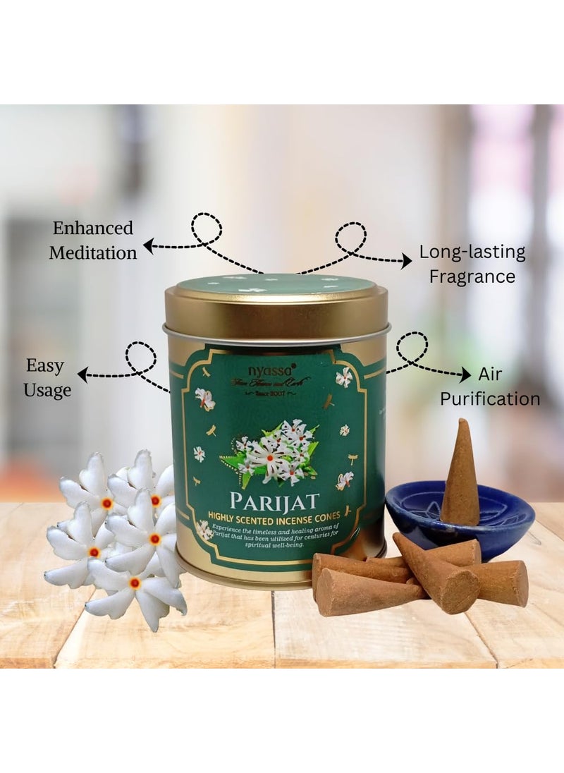 Nyassa Nyassa Parijat Highly Scented Incense Cone in Tin Box (Approx. 40 Cones) 100gm  - Image 2