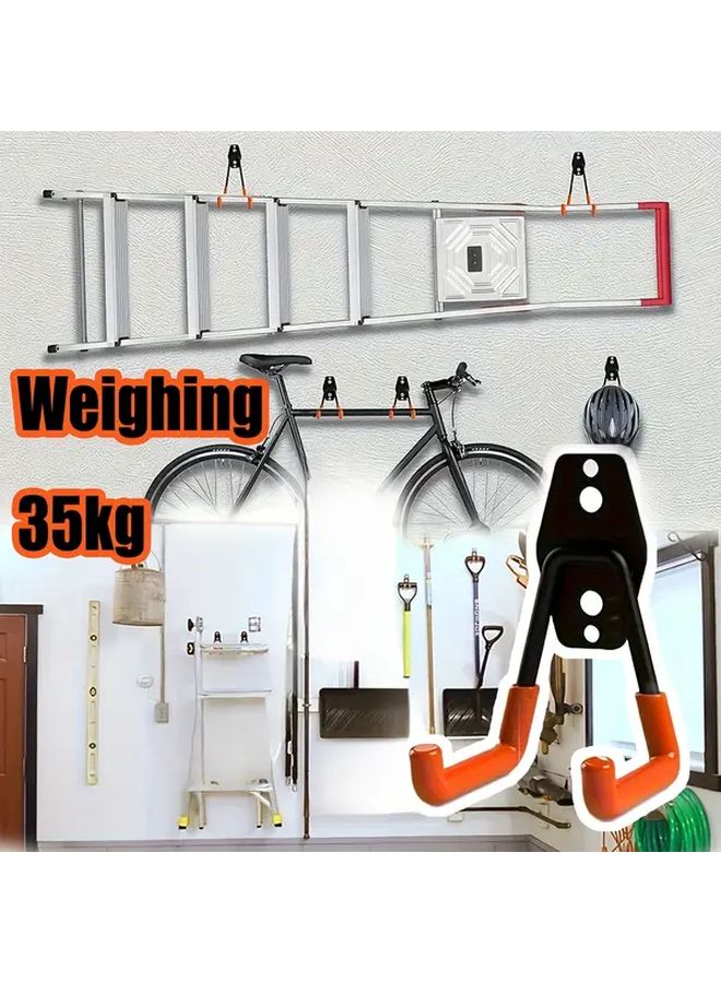 Orange Heavy Duty Steel Garage Hooks Anti Slip Coating Rust Resistant Wall Mounted Tool Hangers - Image 1