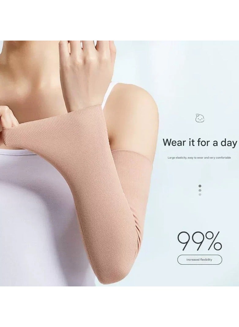 Goolsky Nude Color Ice Silk Sun Sleeves – Extended Thin Seamless UV Protection Arm Covers Summer, Invisible Fit - Image 2