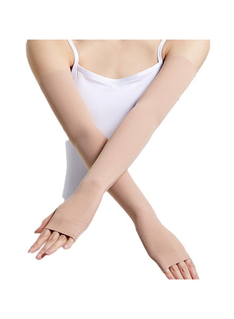 Goolsky Nude Color Ice Silk Sun Sleeves – Extended Thin Seamless UV Protection Arm Covers Summer, Invisible Fit - Image 3