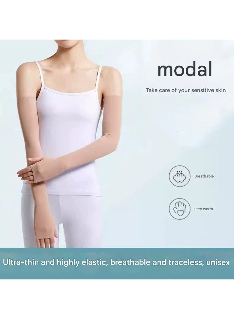 Goolsky Nude Color Ice Silk Sun Sleeves – Extended Thin Seamless UV Protection Arm Covers Summer, Invisible Fit - Image 4
