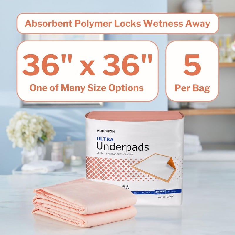McKesson Underpads Disposable Bed Pads 36 x 36 50 Count Heavy Absorbency Ultra Incontinence Chux for Adults Elderly and Baby Pee Pads - Image 2
