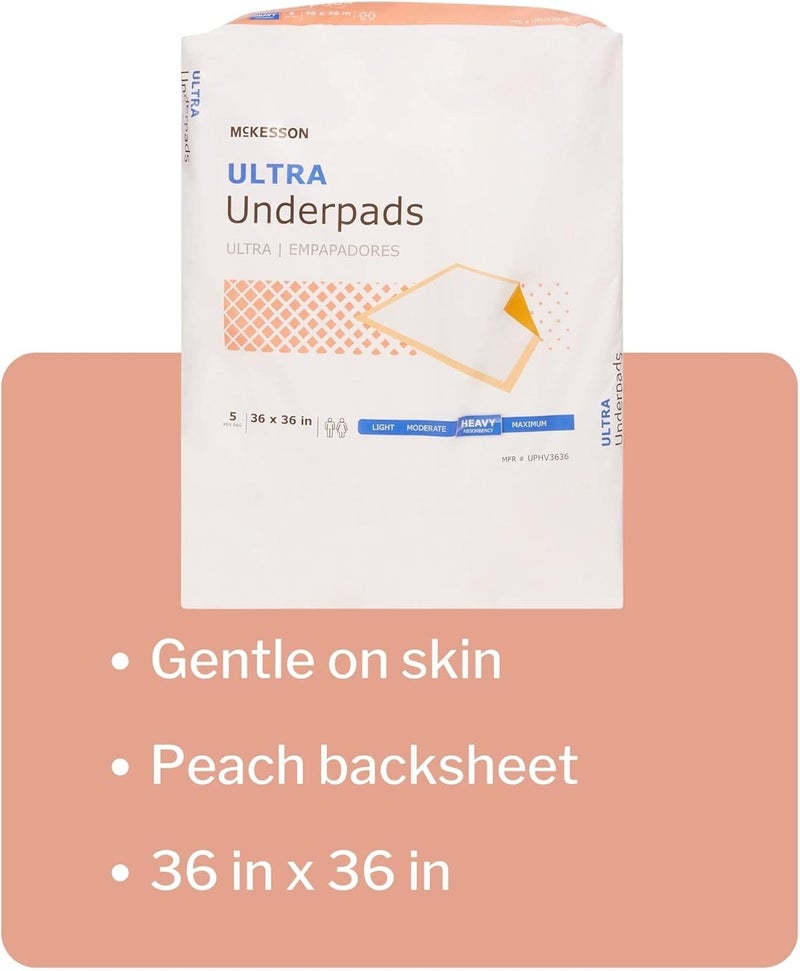 McKesson Underpads Disposable Bed Pads 36 x 36 50 Count Heavy Absorbency Ultra Incontinence Chux for Adults Elderly and Baby Pee Pads - Image 5