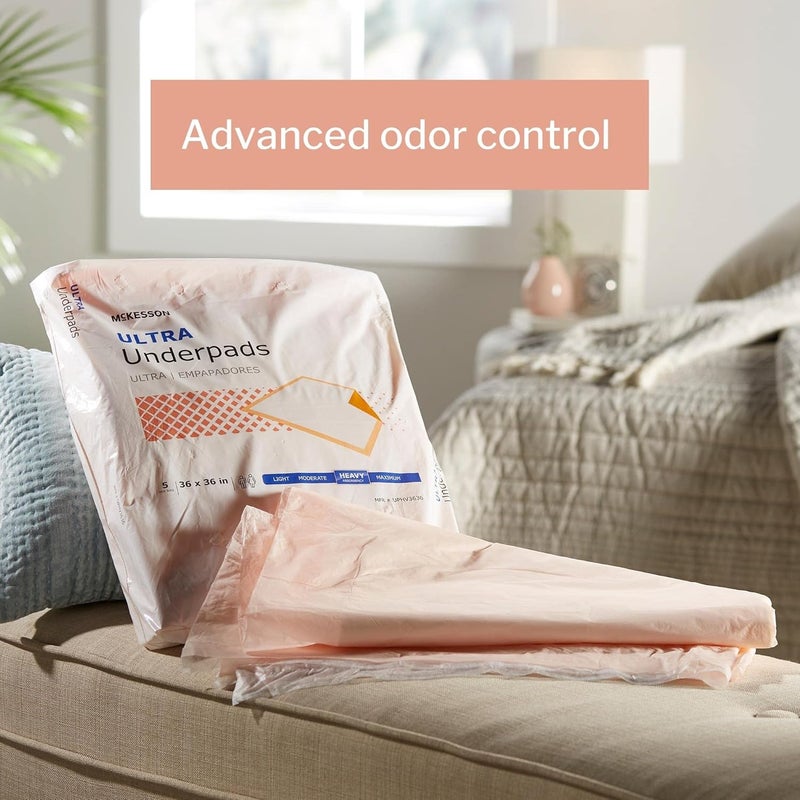 McKesson Underpads Disposable Bed Pads 36 x 36 50 Count Heavy Absorbency Ultra Incontinence Chux for Adults Elderly and Baby Pee Pads - Image 4