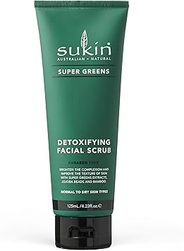 Sukin Super Greens Face Scrub 125ml with Kale Spirulina Pineapple Cruelty Free Vegan Friendly Polishes Leaving the Skin Smooth and Free of Impurities - Image 1