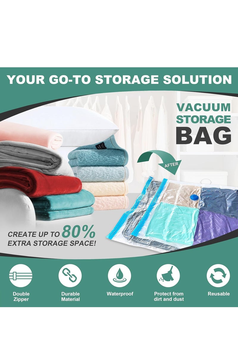 Vacuum Storage Bags -  Re-usable Travel Compression Storage Bags For Clothes, Comforters & Blankets, Space Saver Bags with Hand Pump  - Image 2