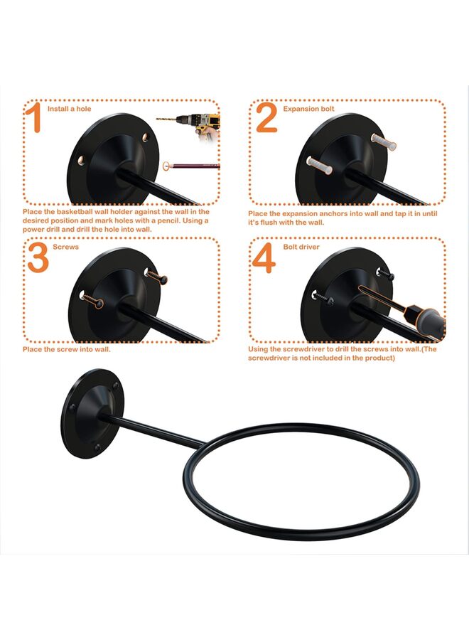 LAMAY Basketball Holder Wall Mount, Ball Holder Wall Mount, Ball Display Wall Storage for Basketball, Soccer Ball, Volleyball, Football, Rugby - Image 3