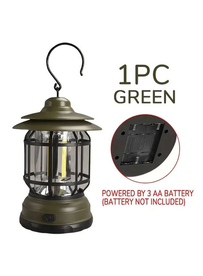 Green LED Retro Camping Light Portable Handheld Fishing Lantern for Garden Emergency Party Tent - Image 1