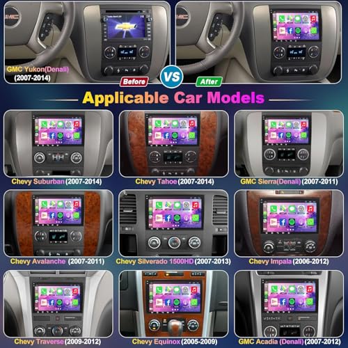 electrosmart 4G64G Car Radio for 20072012 Chevrolet Chevy Silverado Impala GMC Sierra Acadia Enclave Yukon Buick 8 IPS Touch Screen Car Stereo with GPS Wireless CarPlayAndroid Auto Backup CameraDSPSWC - Image 3