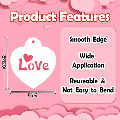 Leesgel 25PCS Valentine Heart Stencils, Reusable Cookie Coffee Cake Stencils for Valentine Decorations, Templates Baking Tools for Decorating Food, Wedding Party Décor - Image 3