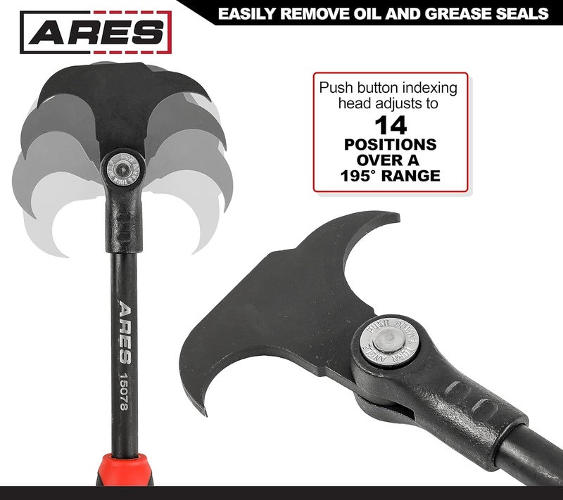 ARES 15078-12-Inch Indexing Seal Puller - 14 Adjustable Locking Positions - Dual Hook Tip Design - Remove Oil and Grease Seals on Cars, SUVs and Light Trucks - Image 3