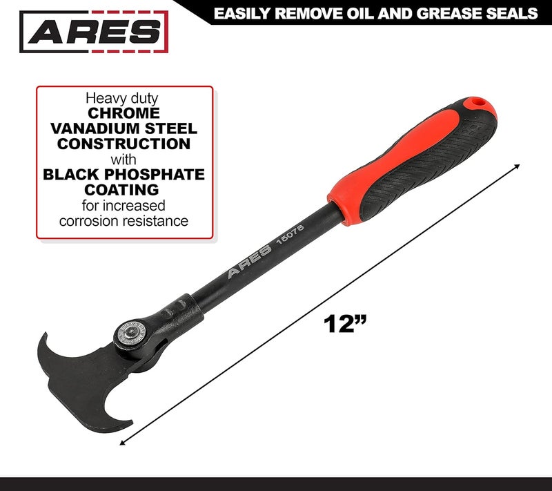 ARES 15078-12-Inch Indexing Seal Puller - 14 Adjustable Locking Positions - Dual Hook Tip Design - Remove Oil and Grease Seals on Cars, SUVs and Light Trucks - Image 2