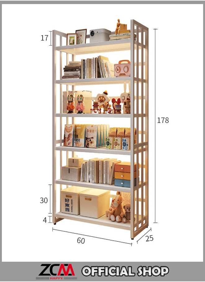 ZCM-HAPPY - Home Bookshelf Floor-Standing Bookcase Storage Rack Picture Book Rack Shelf Multi-Layer Storage Rack 178x60x25cm - Image 1