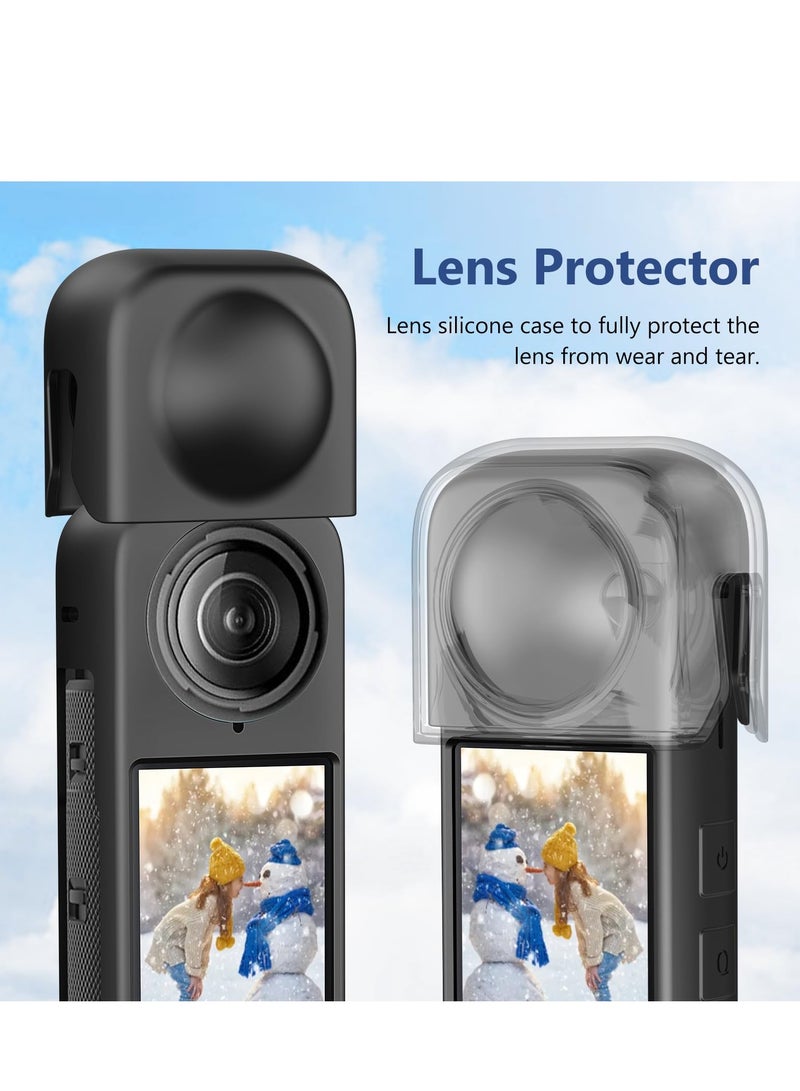 Silicone Case For Insta360 X4 Body Protective Cover with Lens Cap Anti-Slip Anti-Scratch Soft Protective Case for Insta 360 X4 Camera Accessories (Black)  - Image 5