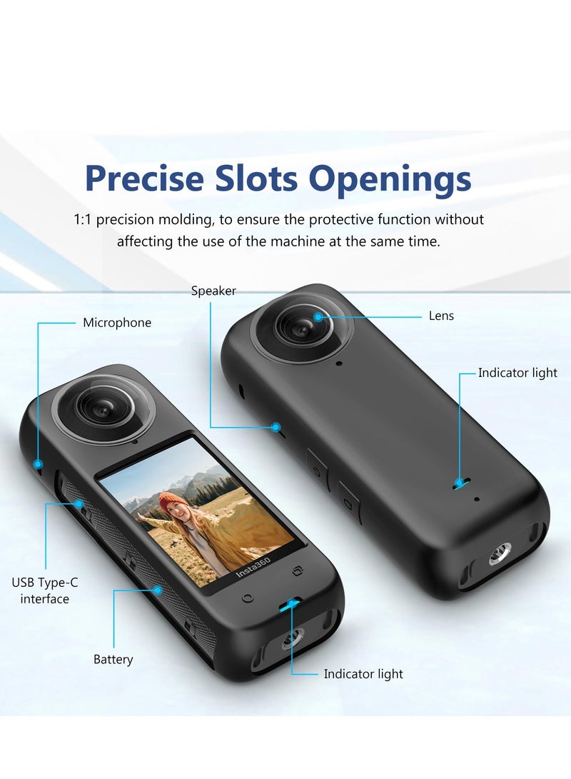 Silicone Case For Insta360 X4 Body Protective Cover with Lens Cap Anti-Slip Anti-Scratch Soft Protective Case for Insta 360 X4 Camera Accessories (Black)  - Image 2