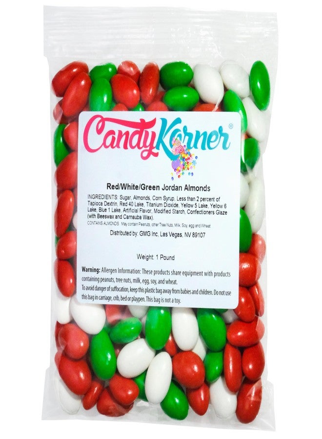 CandyKorner لوز أردني إصدار العطلات - ألوان عيد الميلاد الاحتفالية - أحمر، أبيض، أخضر. لوز أردني 1 باوند (16 أونصة) من كاندي كورنر - Image 3