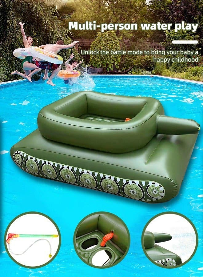 DURKU Inflatable Tank Ship Float with Water Gun for Pool Party and Family Water Play - Image 2