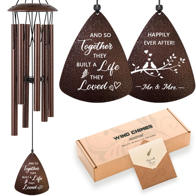 Soopau Wedding Gifts for Couples, 32" Bronze Wind Chimes Gift for Wedding Engagement Newly Wed, Bridal Shower Gift for Bride, Mr and Mrs Gifts - Image 1