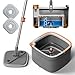 KZKR Spin Mop and Bucket Set with 2 Replaceable Microfiber Mop Pads with Self Separation Dirty and Clean Water System Self Wringing 360 Rotating Square Mop Head for Hardwood Tile Marble Floors - Image 1