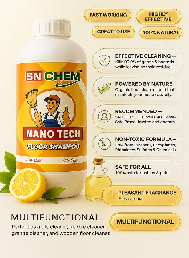 SN CHEM Nano Tech Shampoo | Heavy Duty Floor Cleaner Liquid for Tiles, Marble, Granite & Ceramic | Suitable for daily mopping | Leaves long-lasting freshness | Suitable for white marble | Streak-free cleaning - Image 2