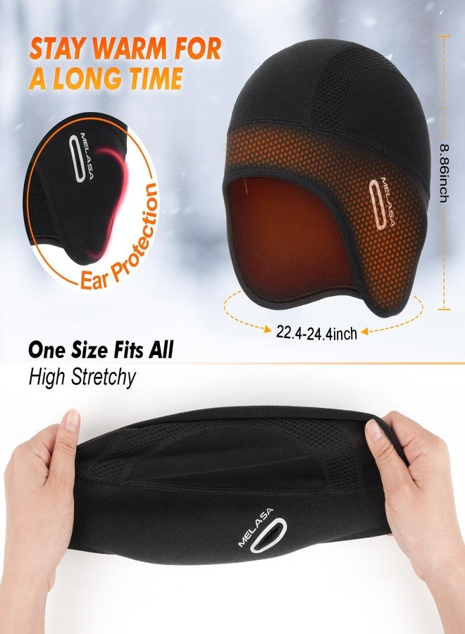 MELASA Thermal Fleece Skull Cap Beanie with Glasses Holes, Ear Warmer Helmet Liner, Winter Cycling Bike Hat for Men Women Green - Image 5
