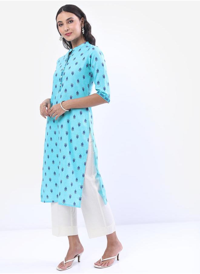 Vishudh - Mandarin Collar Ethnic Motifs Printed Kurta by Styli - Image 1