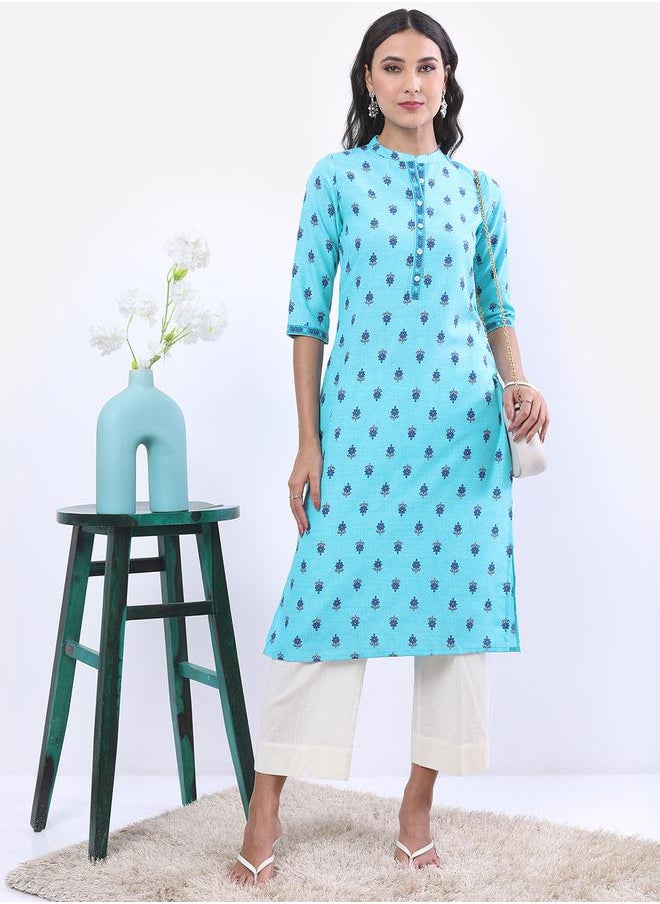 Vishudh - Mandarin Collar Ethnic Motifs Printed Kurta by Styli - Image 1