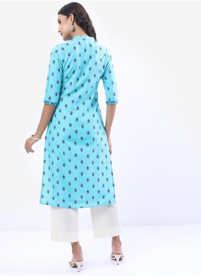 Vishudh - Mandarin Collar Ethnic Motifs Printed Kurta by Styli - Image 1