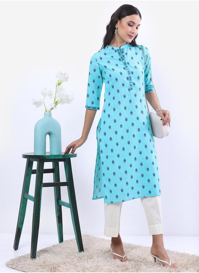 Vishudh - Mandarin Collar Ethnic Motifs Printed Kurta by Styli - Image 1