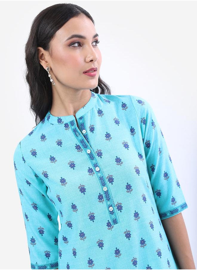 Vishudh - Mandarin Collar Ethnic Motifs Printed Kurta by Styli - Image 1