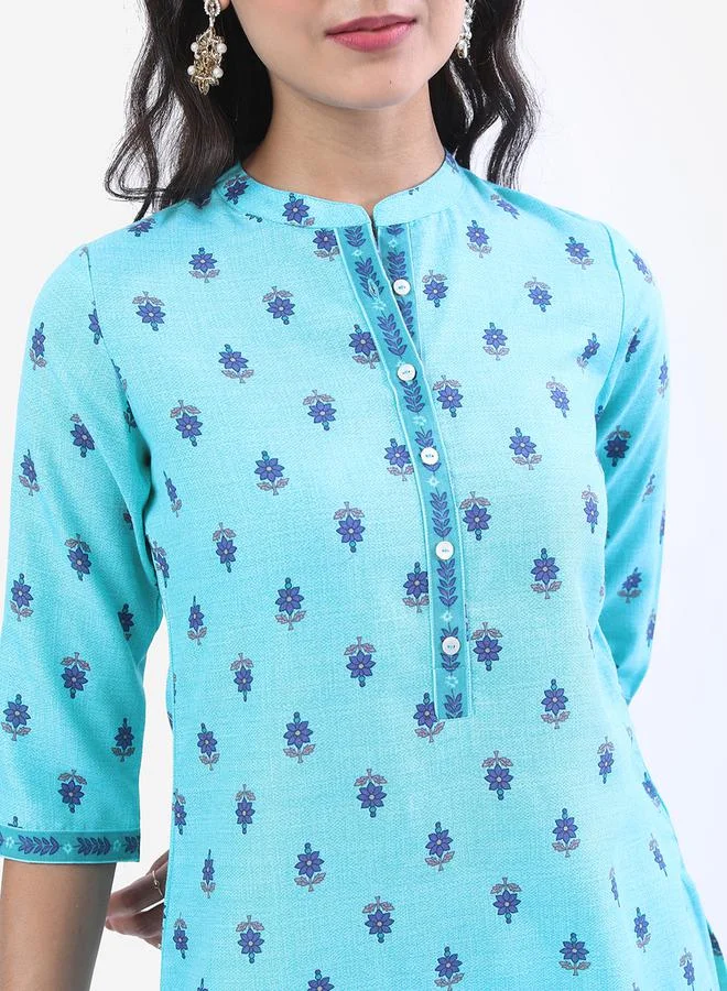 Vishudh Vishudh Mandarin Collar Ethnic Motifs Printed Kurta