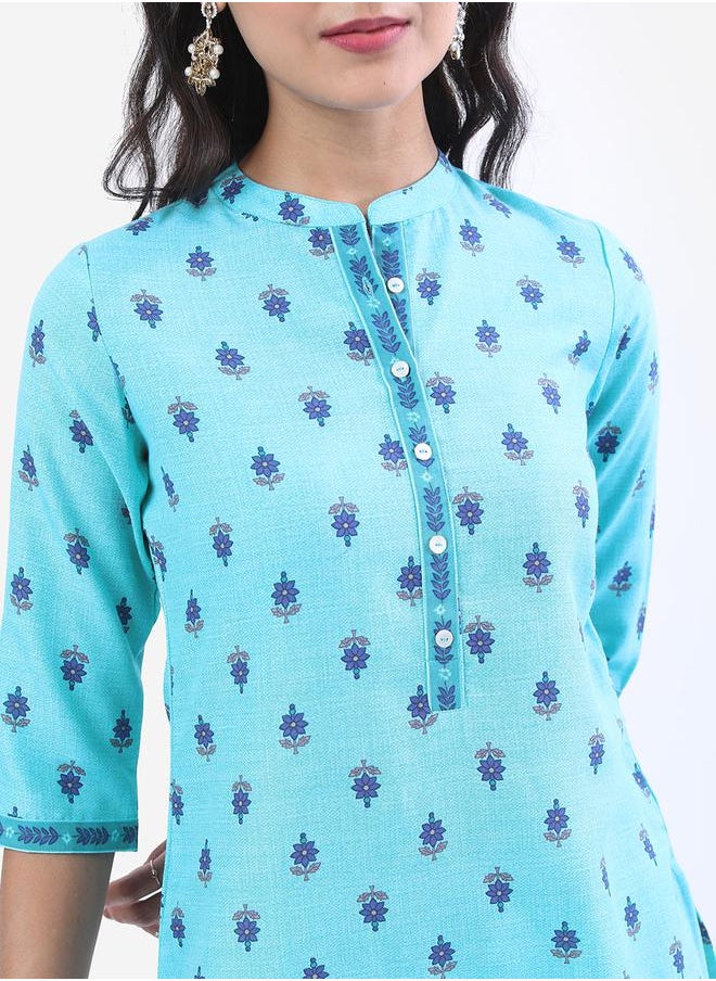 Vishudh - Mandarin Collar Ethnic Motifs Printed Kurta by Styli - Image 1