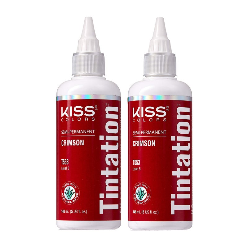 Red by Kiss Red by Kiss Tintation SemiPermanent Hair Color Aloe Vera Water Based Argan Oil Olive Oil Collagen  Keratin LongLasting Color Dye Crimson 5 Fl Oz