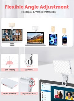 TONEOF TONEOF 80 LED Portable Selfie Light,Rechargeable Phone Light with Clip,3 Light Modes 2000mAh Video Fill Light,Lighting for Video Recording, Makeup,Live Streaming,Vlog,Tablet/Laptop/Webcam White  - Image 3