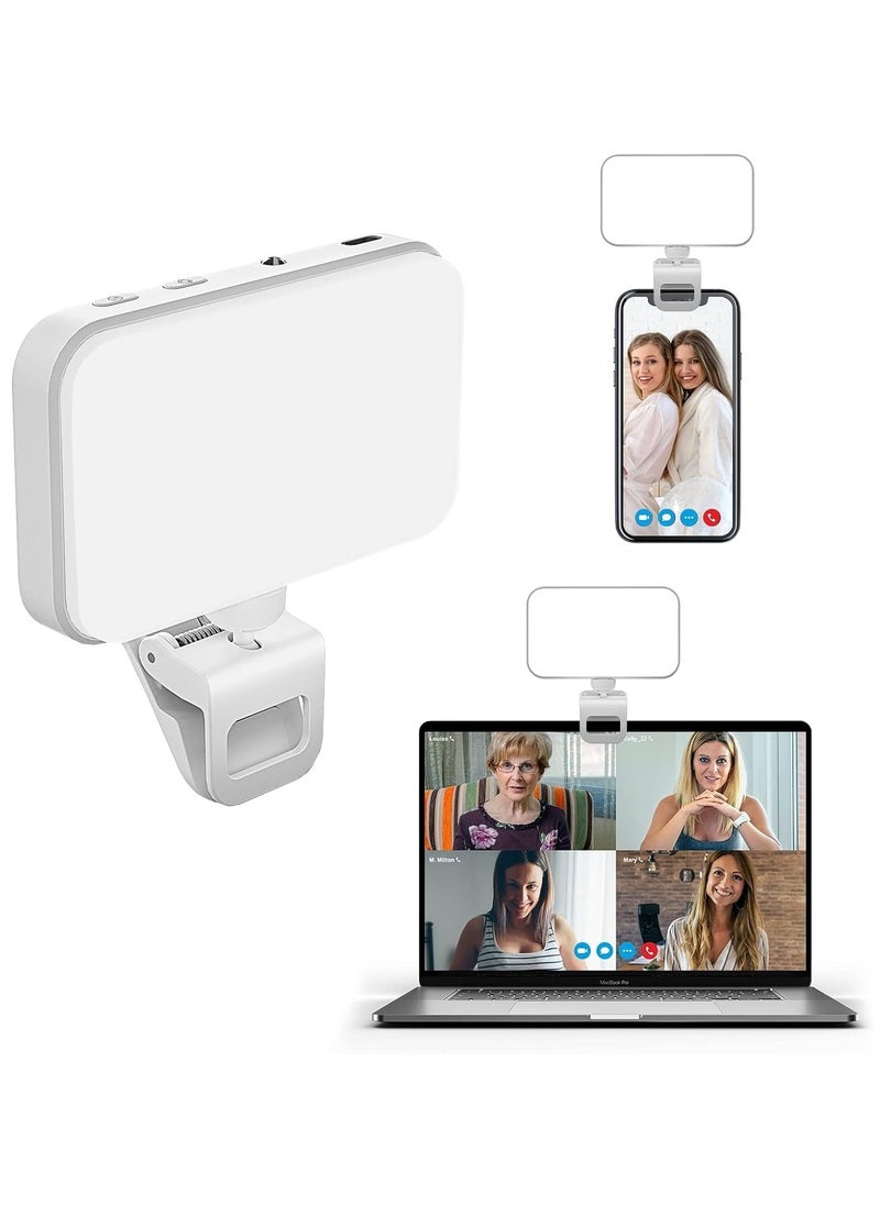 RATSAW Photography Light Clip on Phone Laptop For Selfie Live Broadcasting Confrence Online Lesson Makeup Videos High Brightness 66 Beads Multiple Modes White  - Image 1