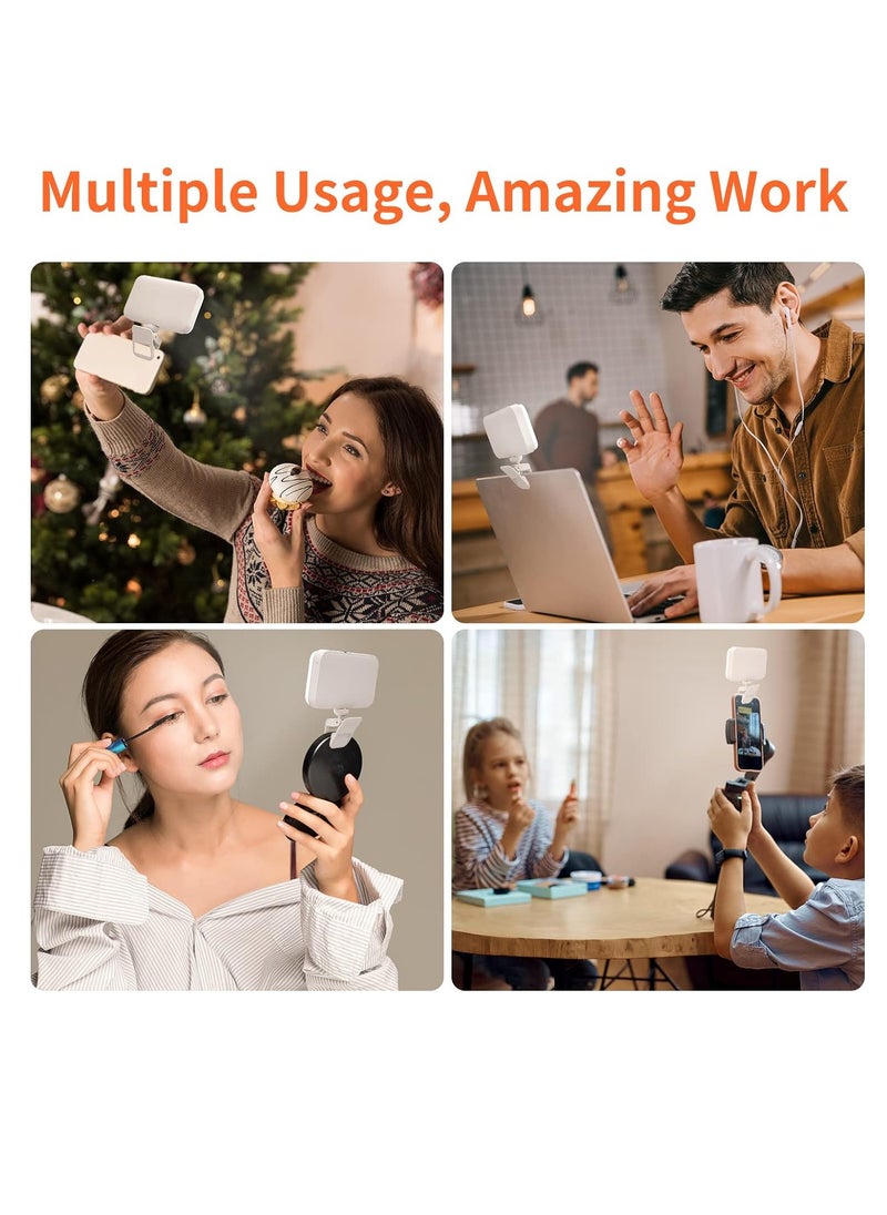 RATSAW Photography Light Clip on Phone Laptop For Selfie Live Broadcasting Confrence Online Lesson Makeup Videos High Brightness 66 Beads Multiple Modes White  - Image 5