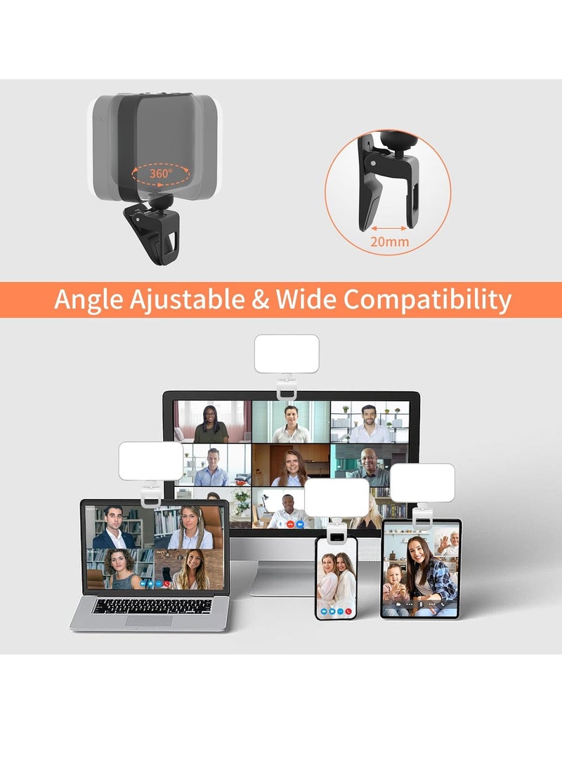 RATSAW Photography Light Clip on Phone Laptop For Selfie Live Broadcasting Confrence Online Lesson Makeup Videos High Brightness 66 Beads Multiple Modes White  - Image 3