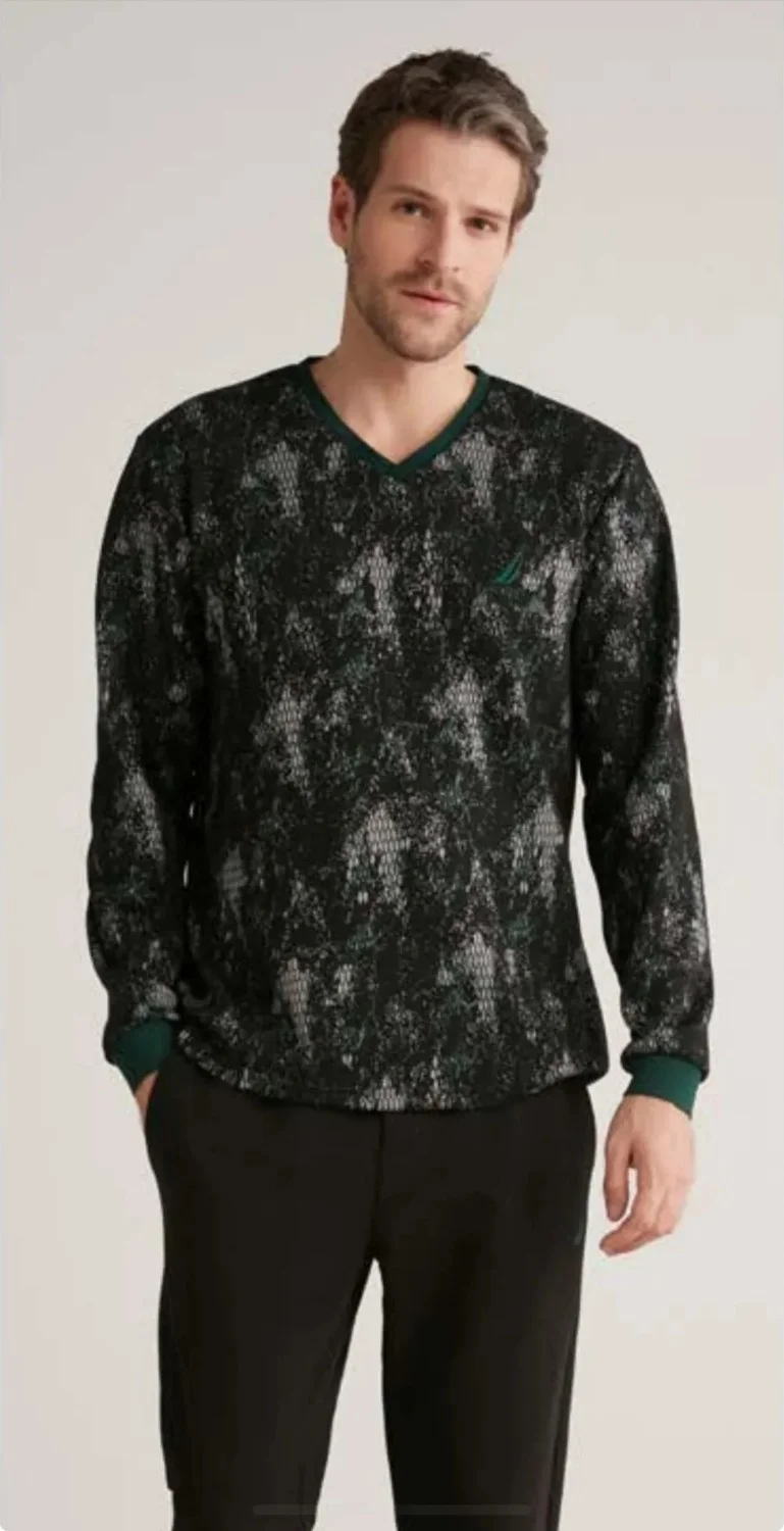 نوتيكا Soft Texture Long Sleeve Men's Pajama Set M627