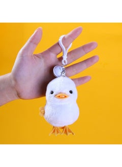Le Jier With Keychain Bell Jumping Sparrow Coil Toy Simulation Plush Interactive Toy Children's Gift-Color:White Duck ]